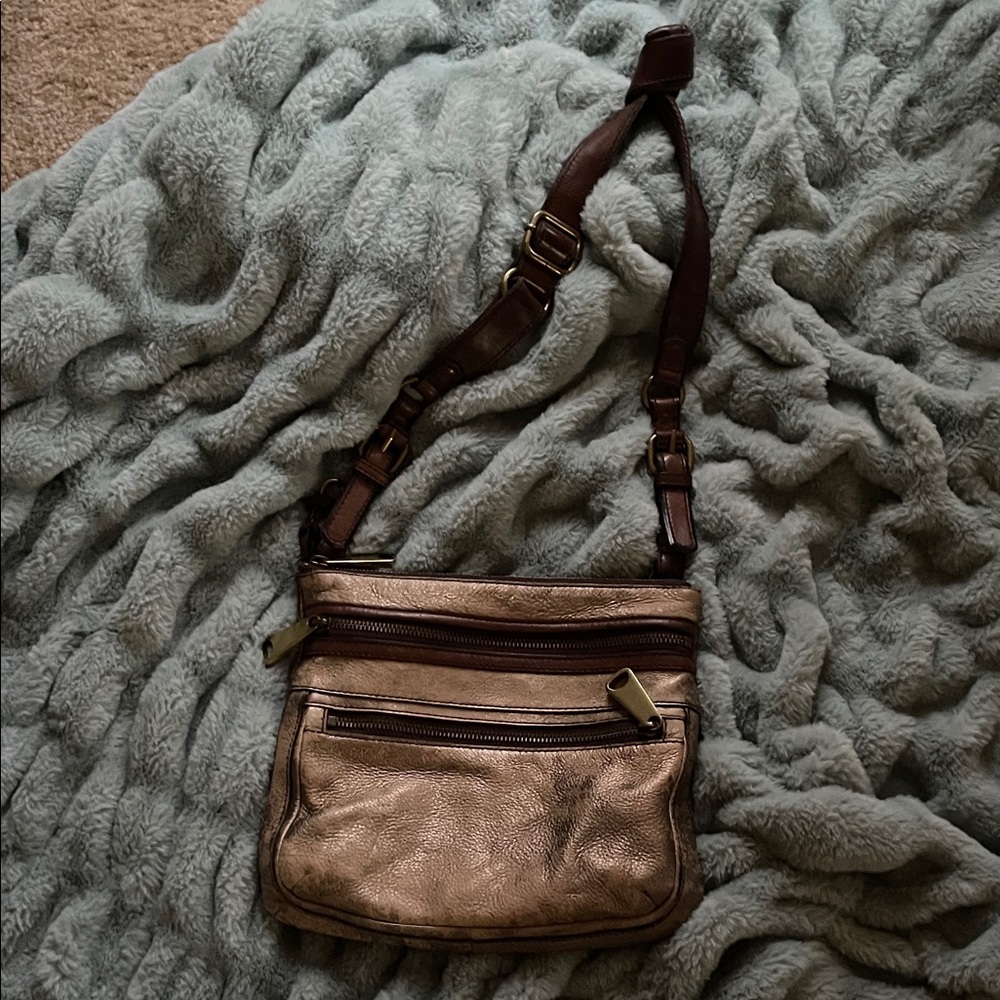 Fossil Metallic Brown Crossbody Bag